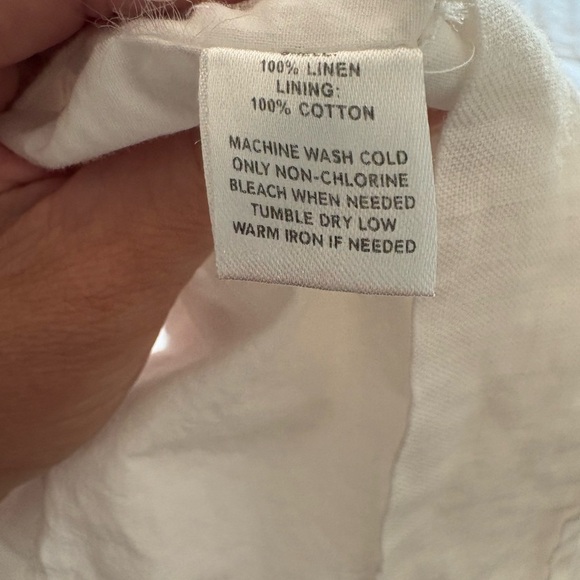 Ann Taylor LOFT White 100% Linen Ruffle Lined Spaghetti Strap Dress - Picture 8 of 8